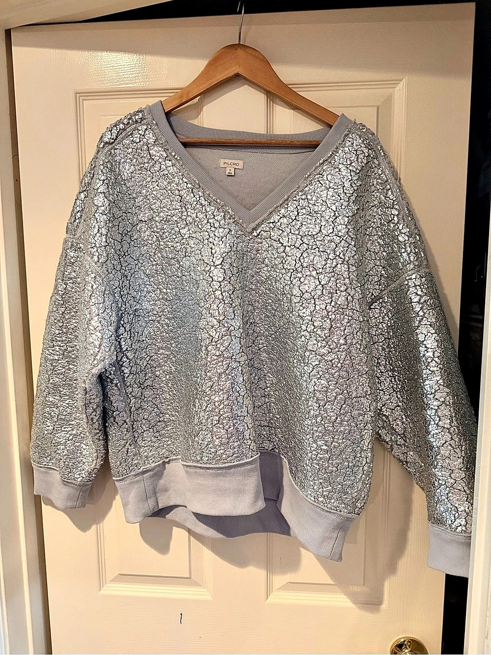PILCRO Metallic Abstract Sweatshirt Size Medium Like New